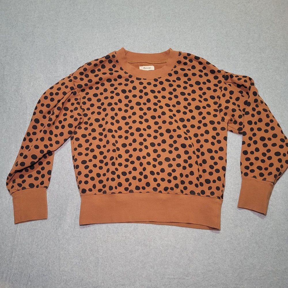 Madewell Leopard Animal Print Brown Polka Dot Sweatshirt Size M